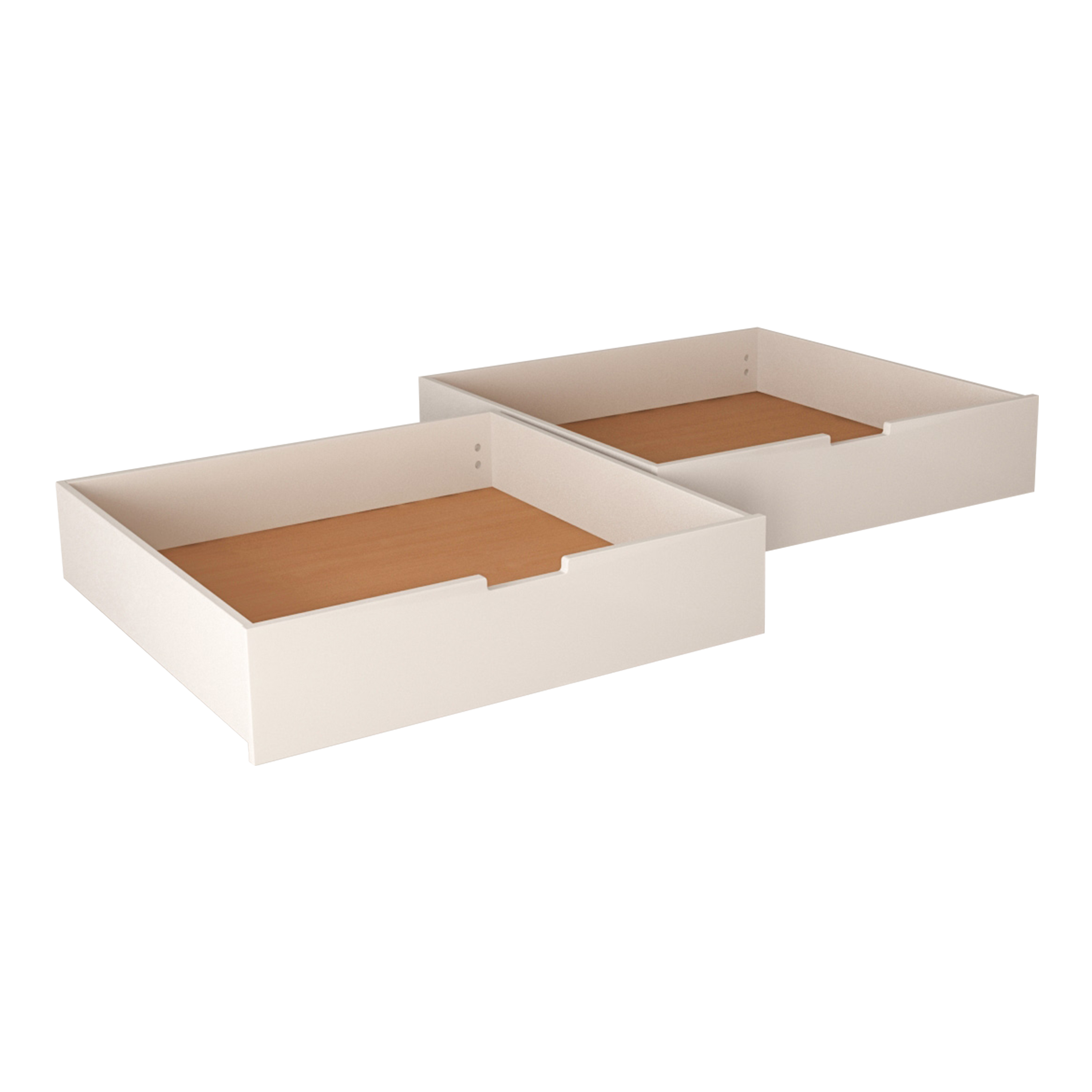 Bubema Schubkasten – 2er Schubladenset mit Rollen, natur oder weiß lackiert